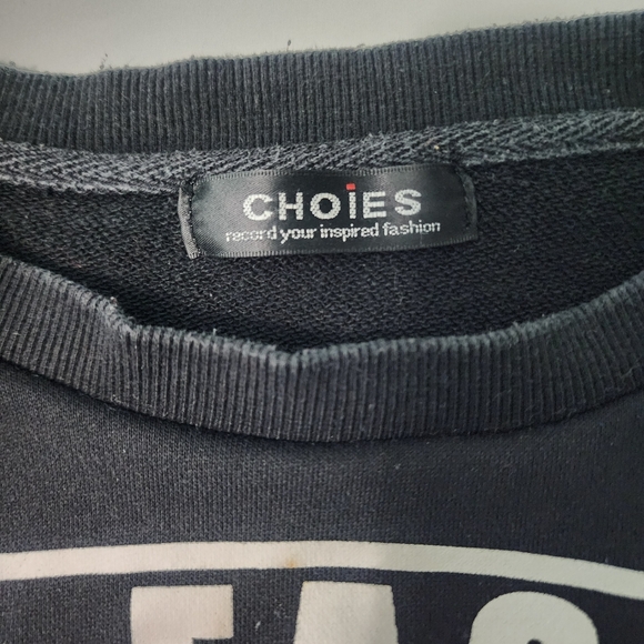 CHOIES Black Cropped Graphic Sweatshirt “Rich Fashion Advisory” Size Small - Picture 5 of 5